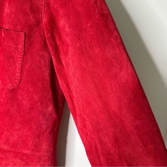 Vintage Clothes by Revue 100% Leather Suede Red Jacket Size Medium - Picture 3 of 7